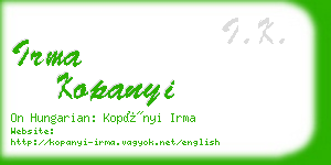 irma kopanyi business card